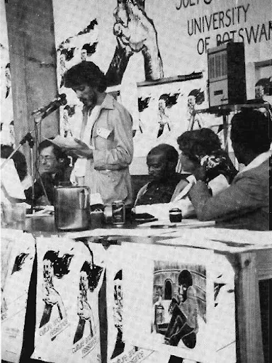 Peter Mckenzie delivering speech at the Culture and Resistance Festival 1982